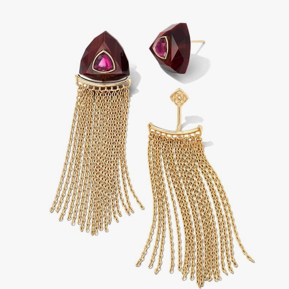 Kendra Scott Arden Statement Tassel Earrings Convertible Studs Gold Orchid Mix